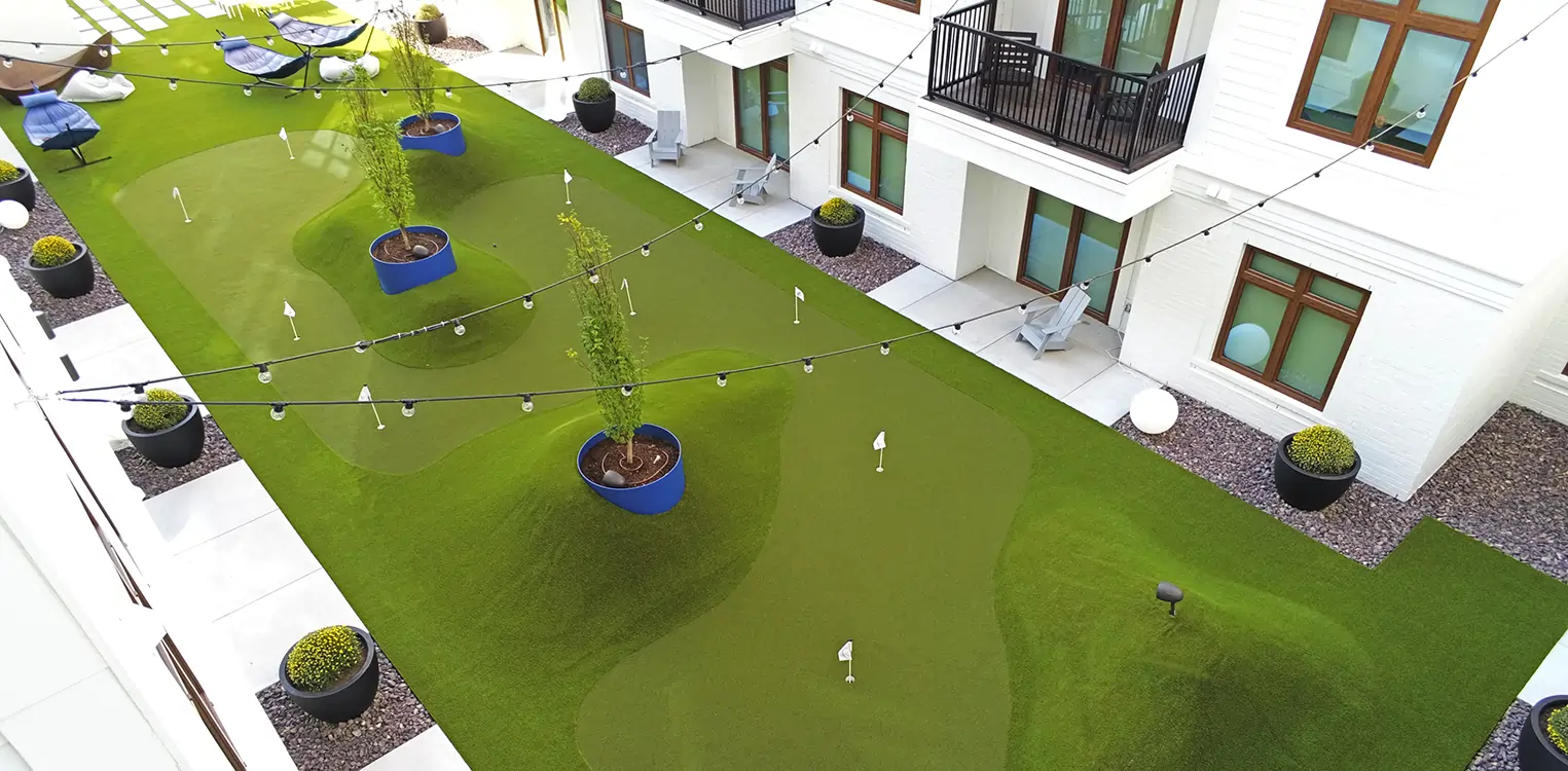 Artificial grass apartment lawn installed by SYNLawn