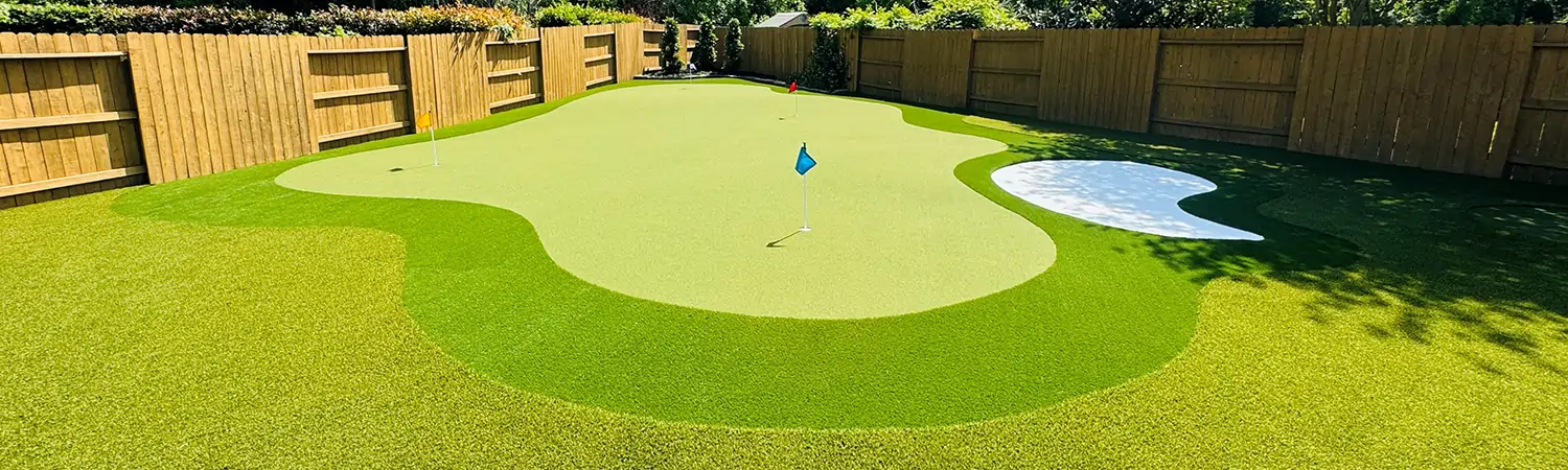 Artificial grass backyard golf green from SYNLawn