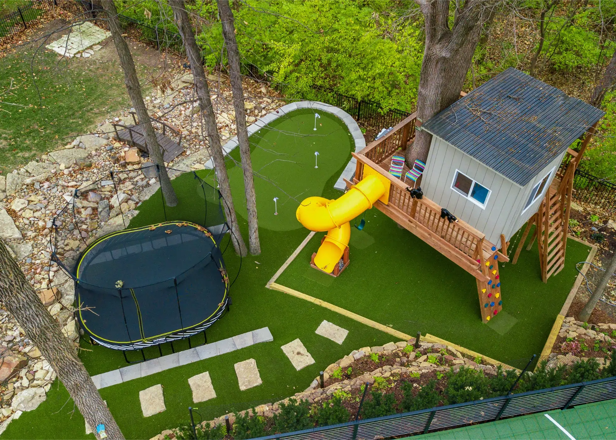 drone shot of synlawn orlando playground turf installation