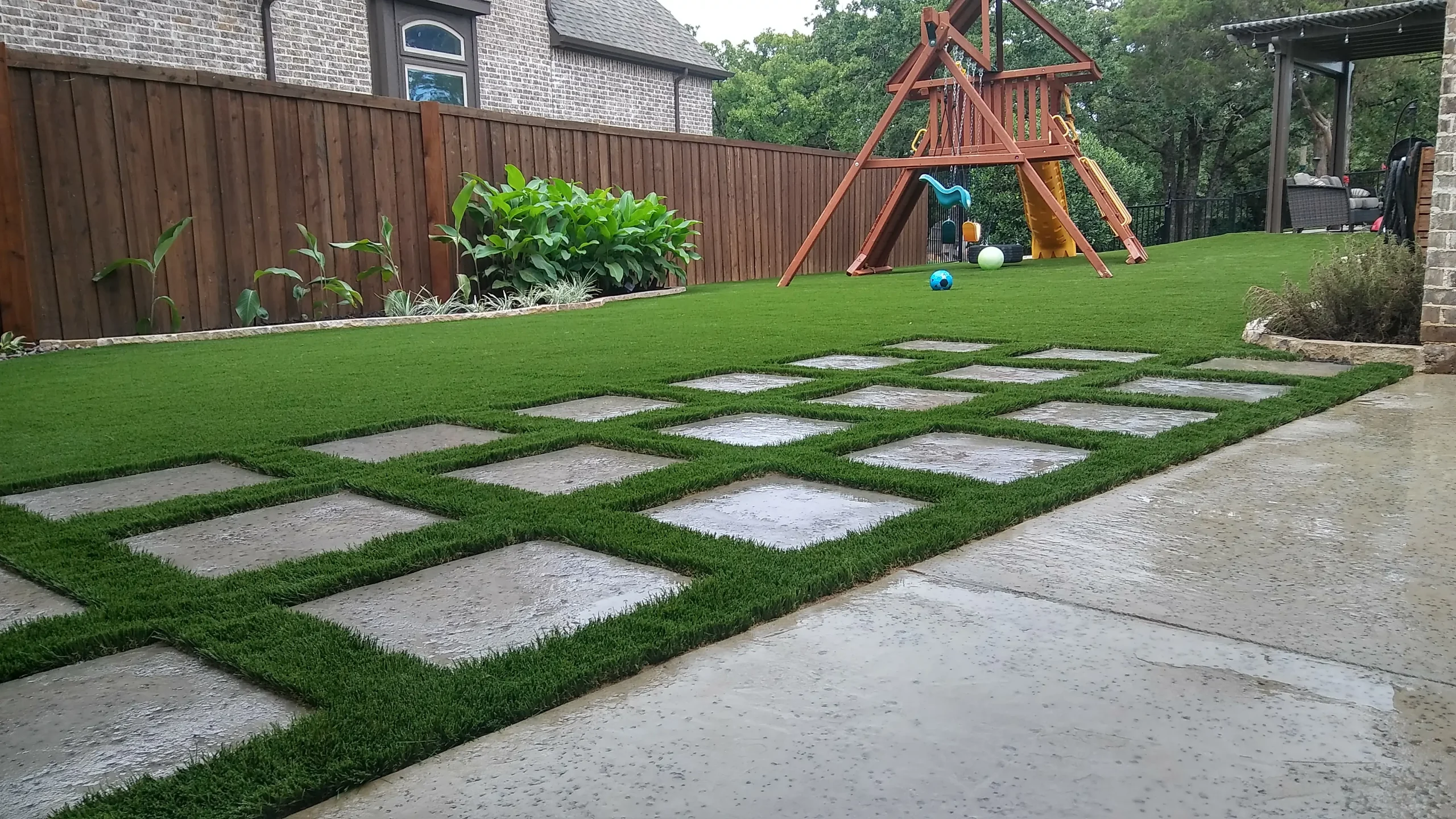 Orlando Artificial Grass Backyard with playground